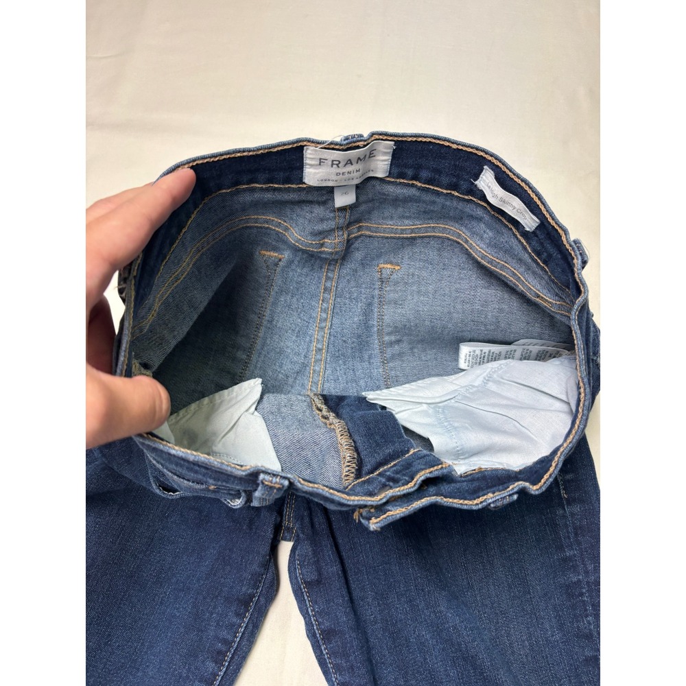 FRAME Le High Skinny Crop Jeans Dark Wash Women's Size 26X27 - Picture 4 of 14
